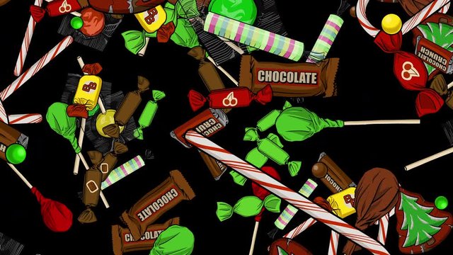 Christmas Candy Raining Down Alpha Channel