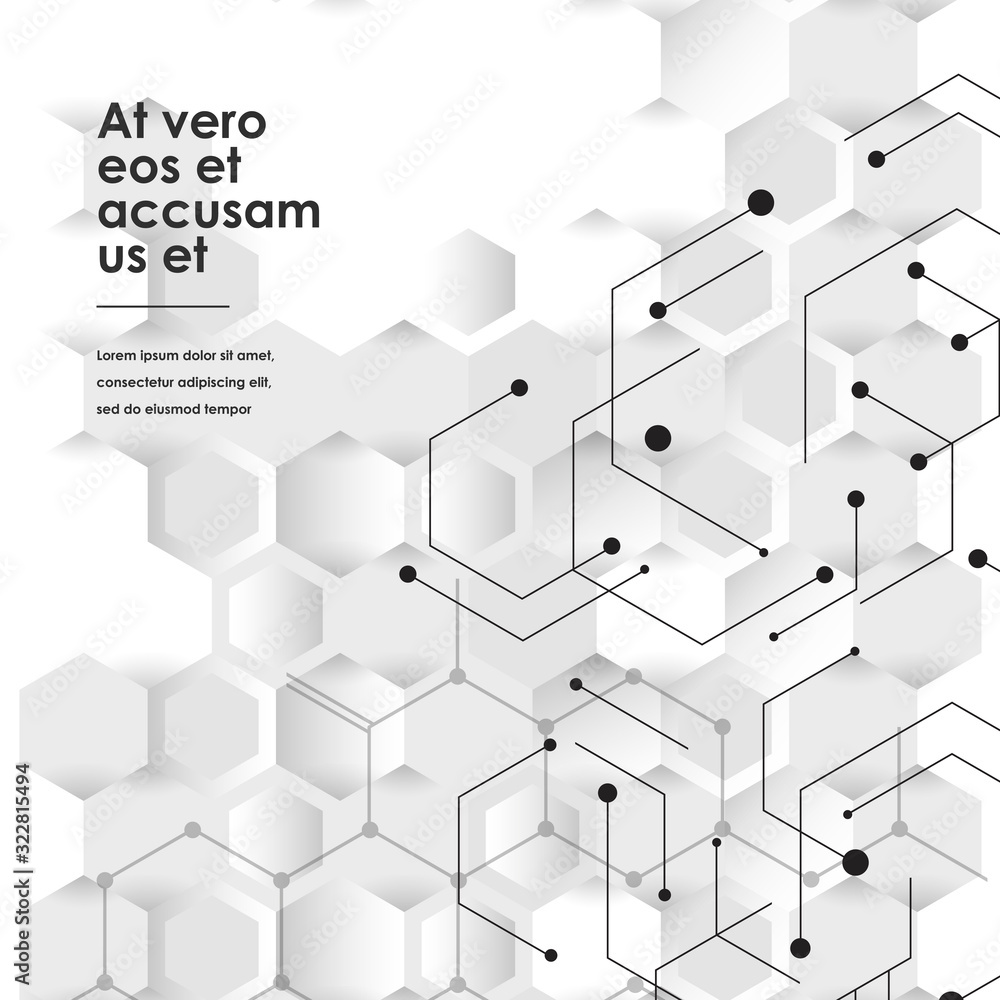 Poster Hexagons connect background and abstract science design. Vector illustration