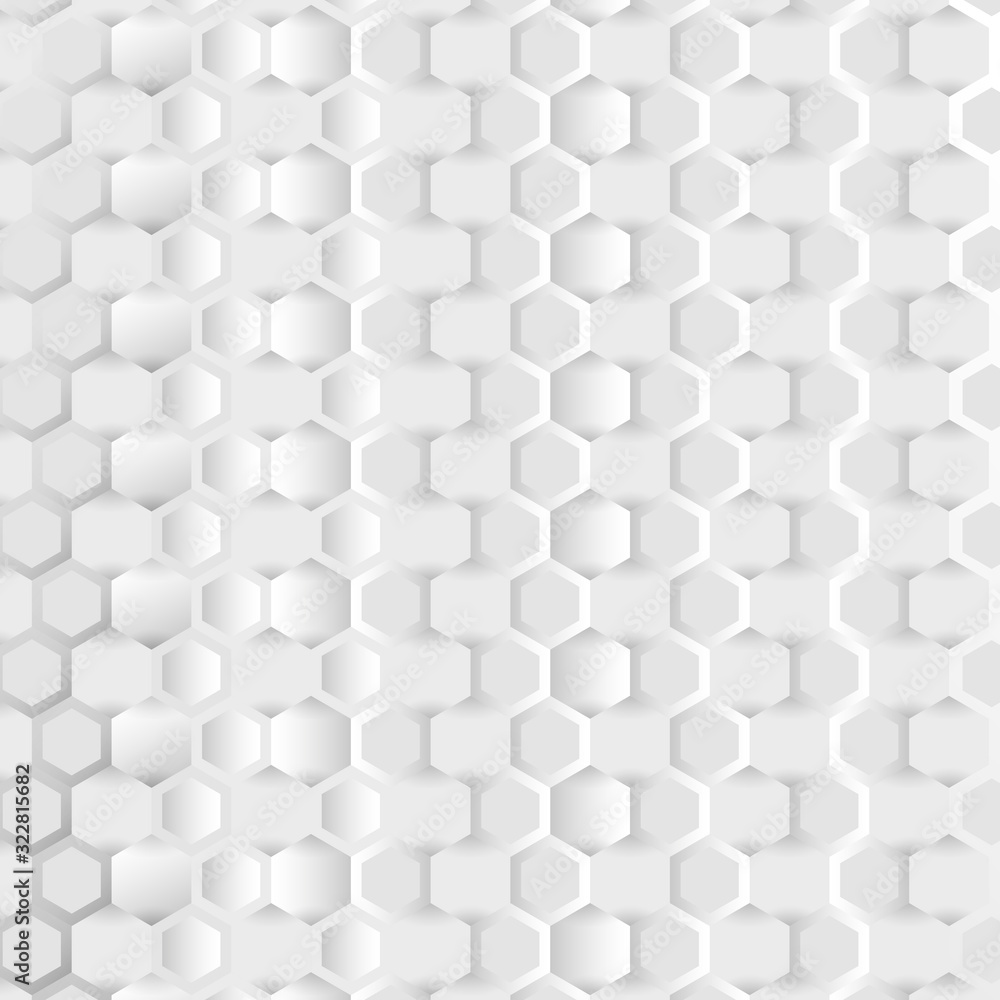 Poster Adstract connection background with hexagonal white and grey pattern