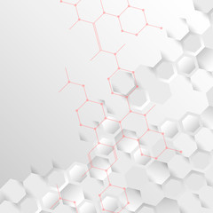 Hexagonal abstract connect background on grey background. Vector illustration