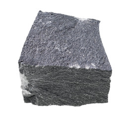 unpolished hyalobasalt rock cutout on white