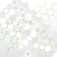 Adstract connection background with hexagonal white and grey pattern