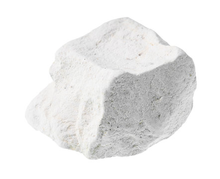 unpolished chalk (white limestone) rock cutout Stock Photo