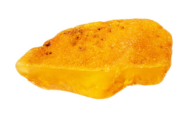 cut raw amber demstone piece cutout on white