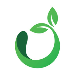 circle shape green nature leaf logo design