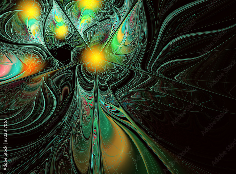 Poster abstract color dynamic background with lighting effect. fractal art