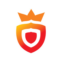 red shield crown king logo design