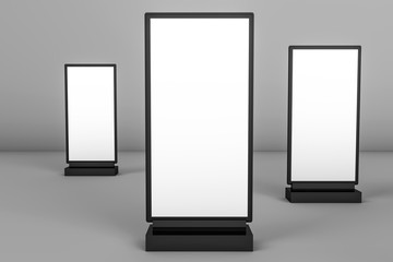 3d rendering of trade and retail concepts. Empty advertising billboard.  Clear outdoor poster template and commercial outside baner for ad. Front side view of empty street banner with copy space.