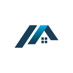 blue real estate building logo design housing