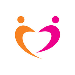group couple people love color line logo design
