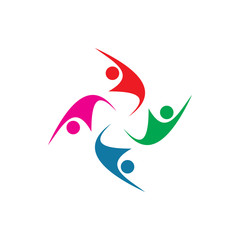 creative color group active people team logo design