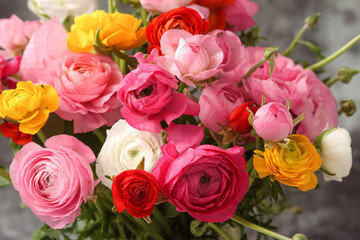 Bouquet of colorful ranunculus flowers