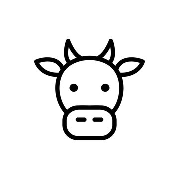 Cow icon vector. Thin line sign. Isolated contour symbol illustration