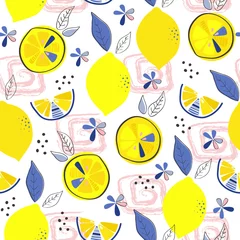 Tragetasche nahtloses Muster mit hellen Zitronen © Viktoria