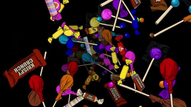 Flying Through Cartoon Candy on Black