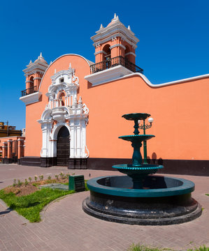 Facada Of Maria Magdalena Church Sited In Pueblo Libre District, LIma Peru.