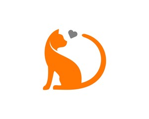 Cat love logo vector