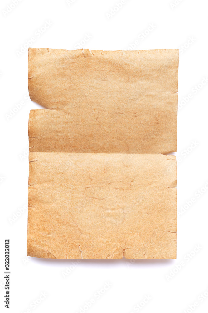 Canvas Prints vertically oriented old ancient piece of paper with a fold line in the middle. vintage letter or mes