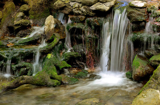 Water flows out of the springs