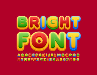 Vector Bright Font. Creative Alphabet set. Colorful Uppercase Letters and Numbers