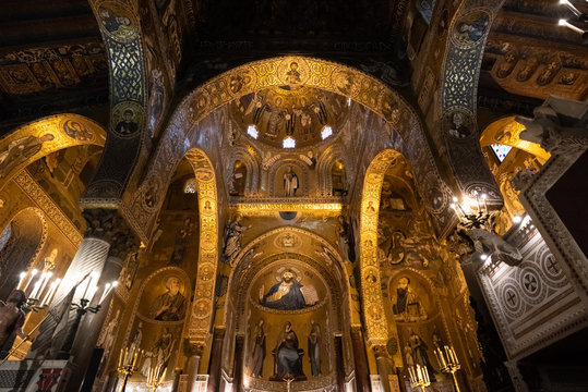 Interior of the Palatine Chapel of Palermo, Sicily, Italy