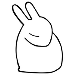Jpeg illustration. Hand drawing cartoon rabbit. Isolated on a white. Minimalistic design. Black lines. Cute character. The original print.