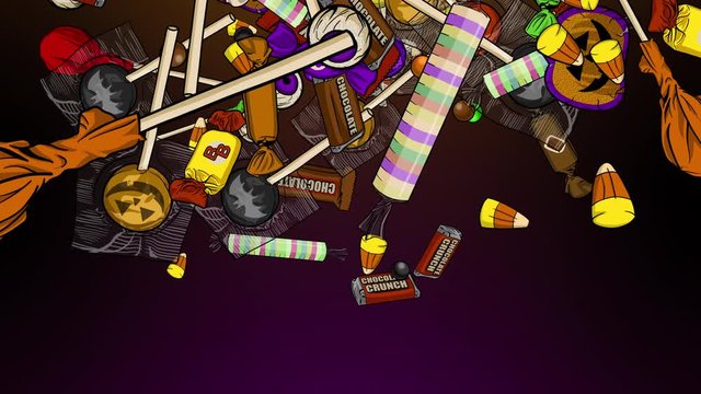 Halloween Candy Explosions Center Left Right Top Bottom