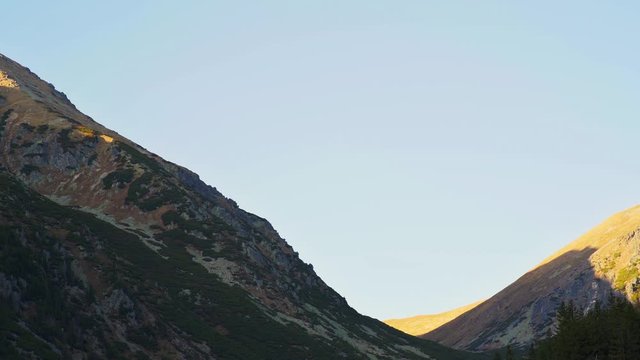 View to peaks "Koncista" and "Klin" on Slovak and Polish border, as seen from "Rackova" valley on autumn evening