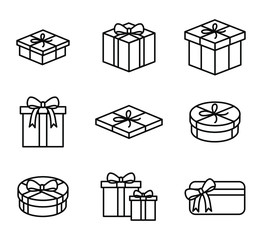 Gift boxes and presents icon set vector