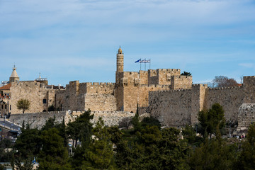 Fototapeta na wymiar Tower of David or Jerusalem Citadel at golden sunset. Jerusalem Israel .