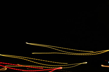 Colorful abstract line light art with black background. Conceptual art showing motion, pulse of the city of Helsinki & darkness of the night. Created by moving camera with long exposure.