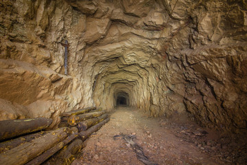 Old copper mine underground tunnel