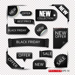 Discount stickers and stickers on the theme of discounts, black friday. EPS 10