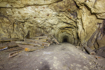 Old copper mine underground tunnel