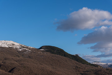 Molise, Italy.  Spectacular winter panorama from the village of Miranda.