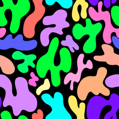 seamless pattern with color spots on a black background