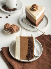 A piece of a mousse cake 