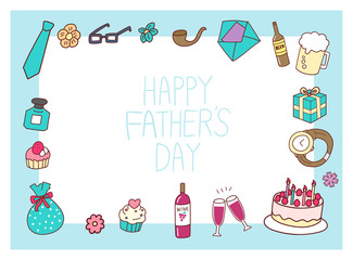 男性　ギフト　父の日　イラスト　素材　フレーム　デザイン　手書き風　かわいい