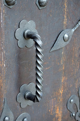 Ancient vintage metal door and handle