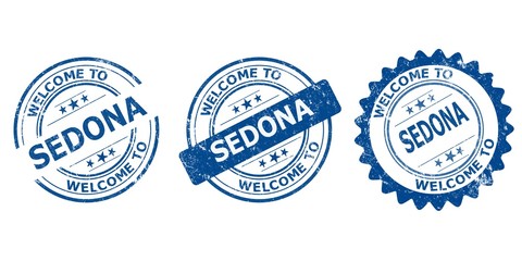 welcome to Sedona blue old stamp sale	