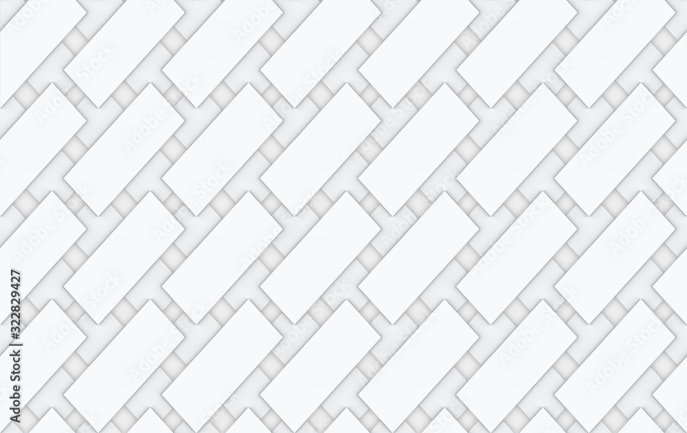Poster 3d rendering. seamless modern white gray square grid pattern wall design texture background.