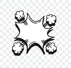 Hand drawn speech bubble explosion. Pop art design object. Comic book doodle element for dialog. Cartoon style vector collection