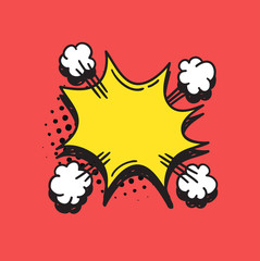 Hand drawn speech bubble explosion. Pop art design object. Comic book doodle element for dialog. Cartoon style vector collection