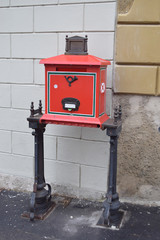 Red old vintage mailbox, Postbox for post