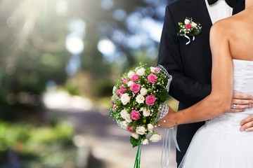 Happy just married young couple