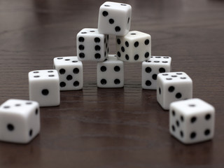 dice game on wooden background