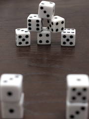 dice game on wooden background