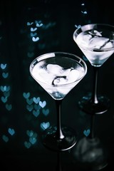 martini glass on a black background