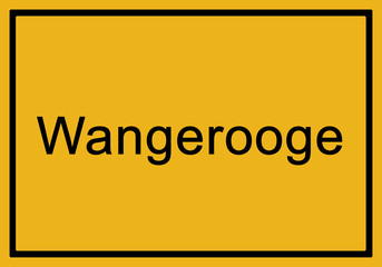 Typical german yellow city sign Wangerooge