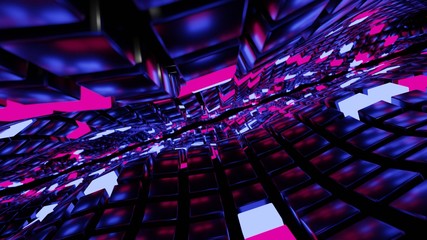 Abstract Geometric Background of cubes, glowing cubes